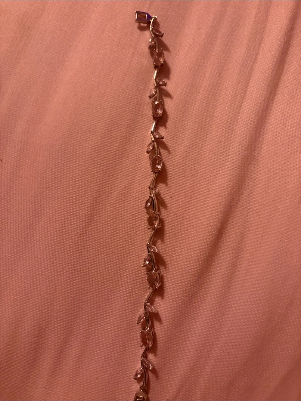 Pink Crystal Leaf Link Bracelet
